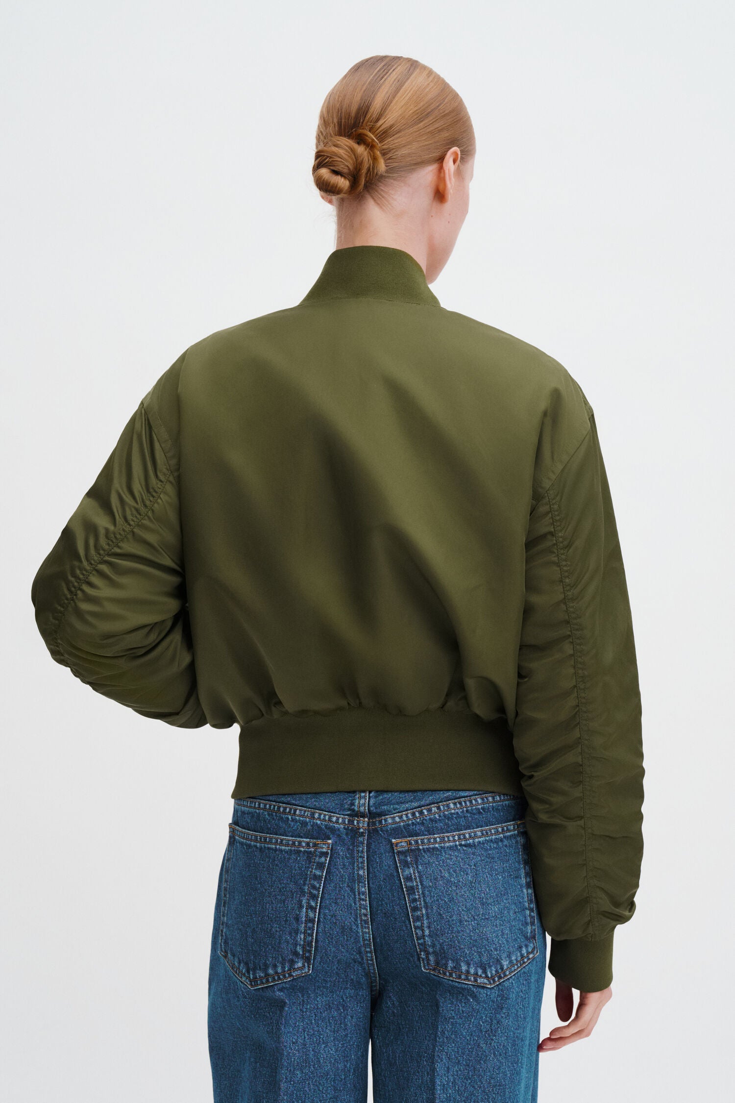Filippa K Nylon Zip Bomber Jacket | Midnight Green