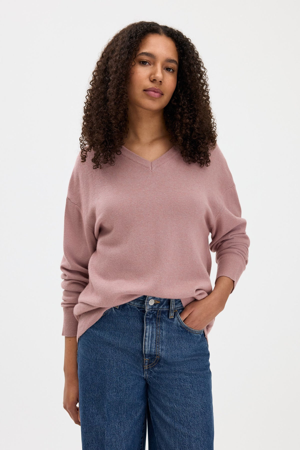 Filippa K Soft Wool V-Neck Sweater | Light Pink