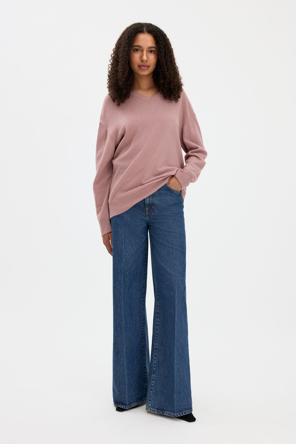 Filippa K Soft Wool V-Neck Sweater | Light Pink