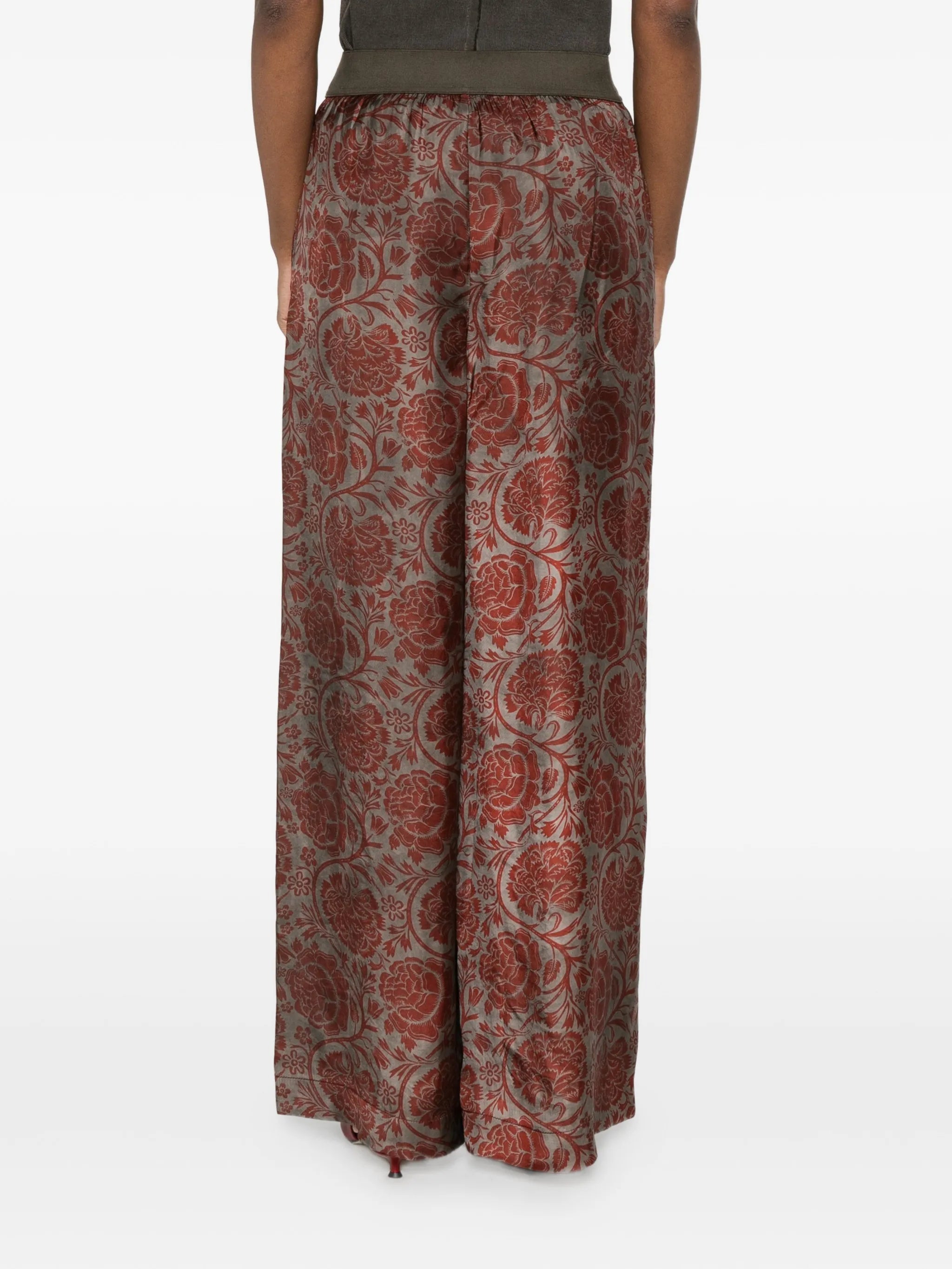 Uma Wang Floral Print Pansy Pants | Grey Red