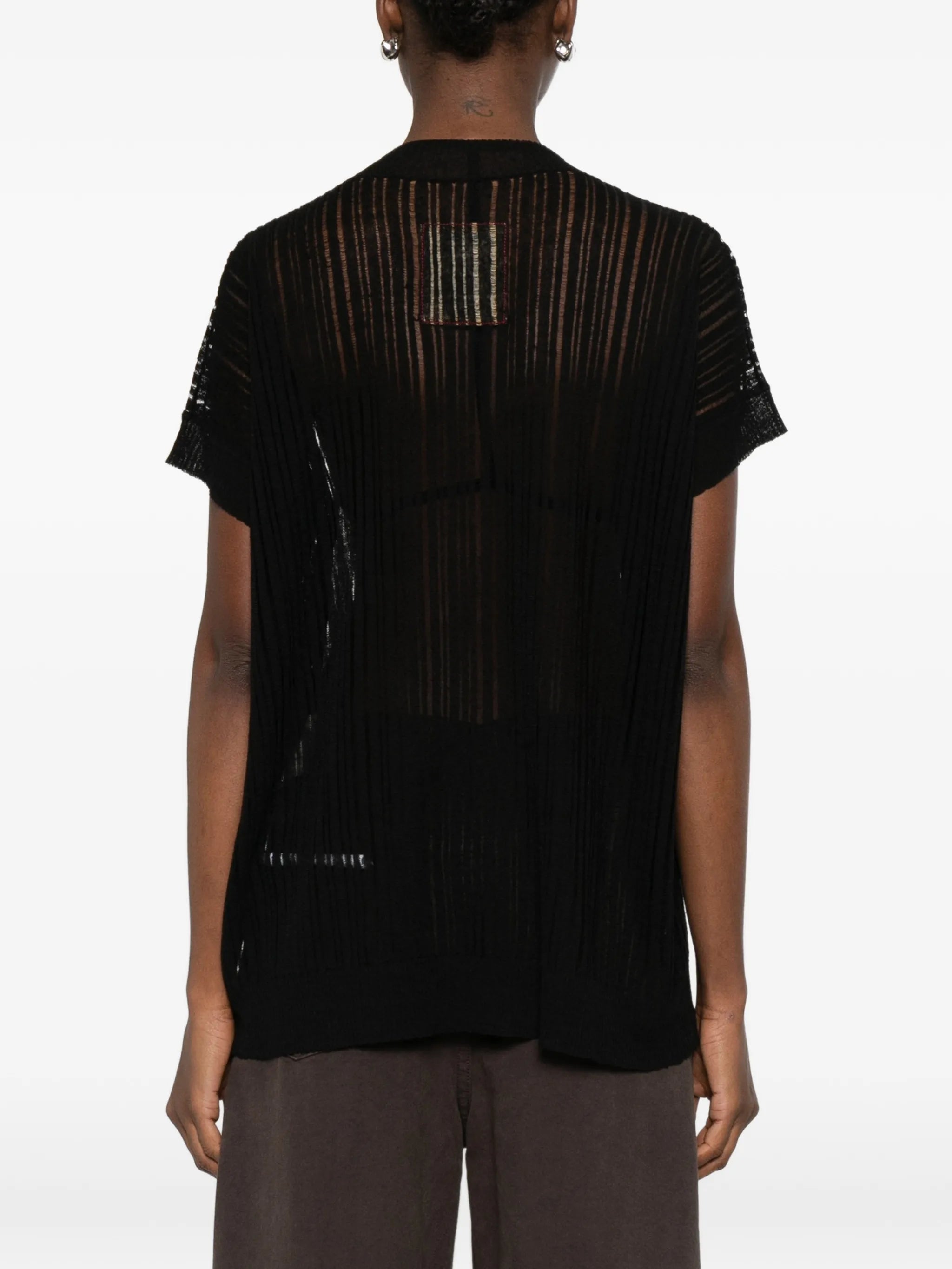 Uma Wang V-Neck Linen Top | Black