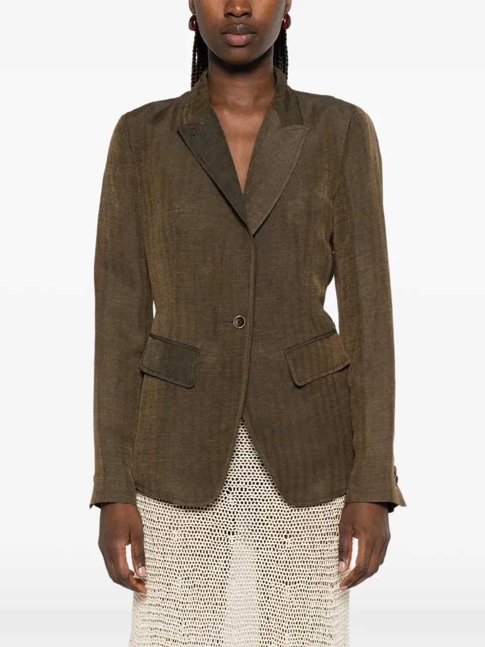 Uma Wang Linen Kylie Jacket | Dark Brown