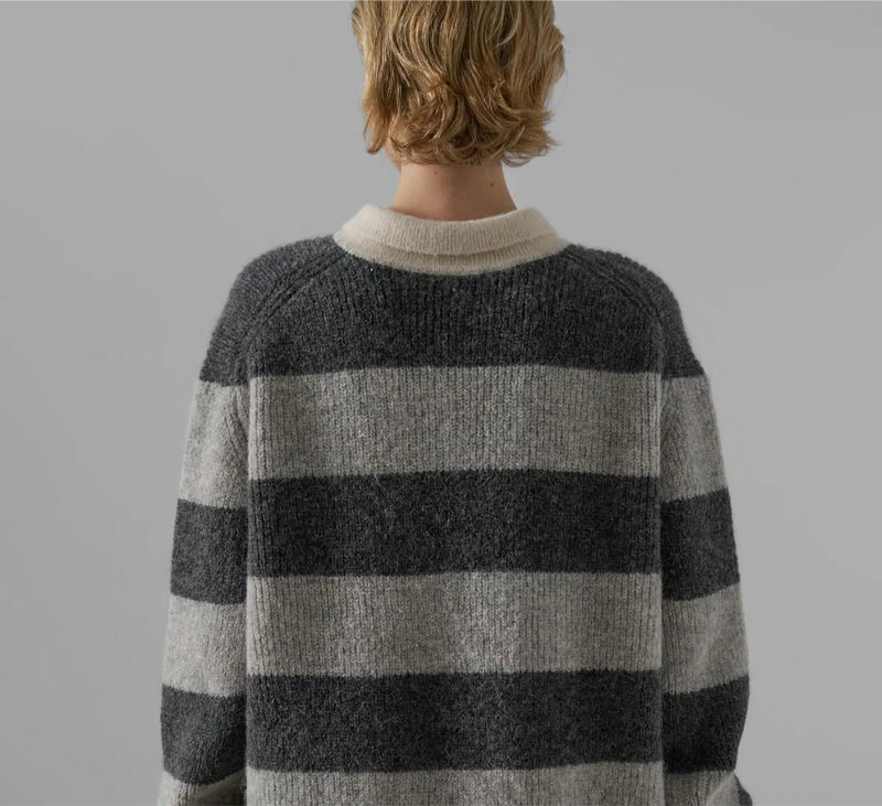 Leap Tyler Grey Striped Polo Sweater