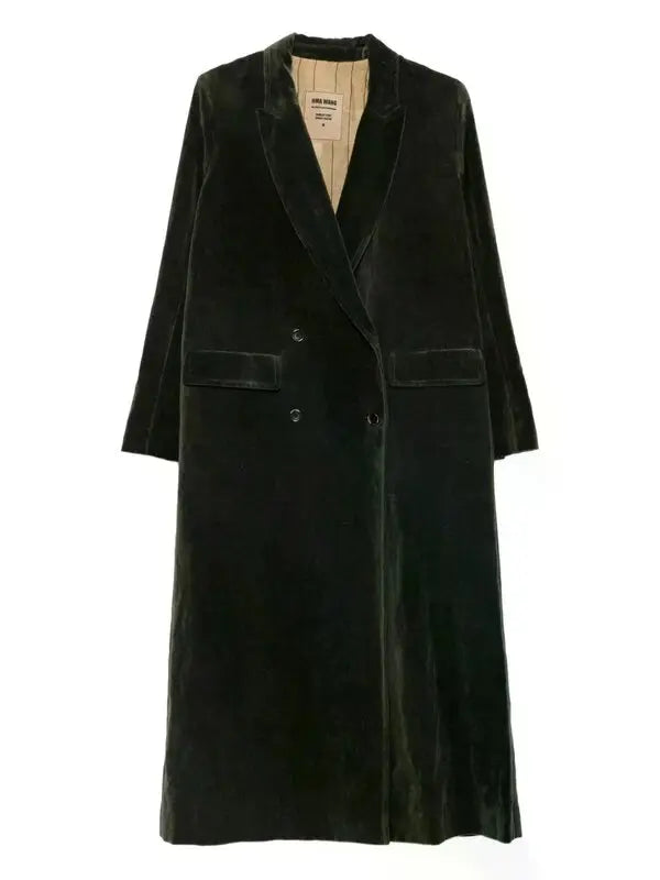 Uma Wang Velvet Camelot Coat Dark Green