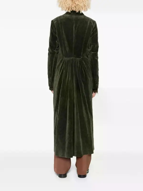 Uma Wang Velvet Camelot Coat Dark Green