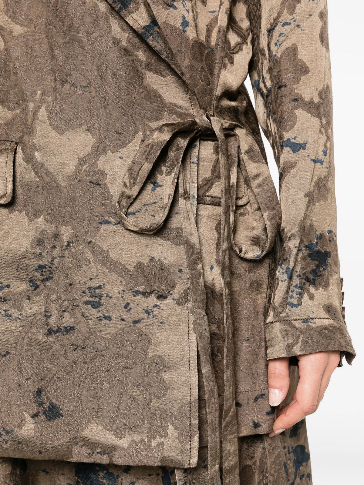 Uma Wang Khloe Print Linen Jacket | Brown Blue