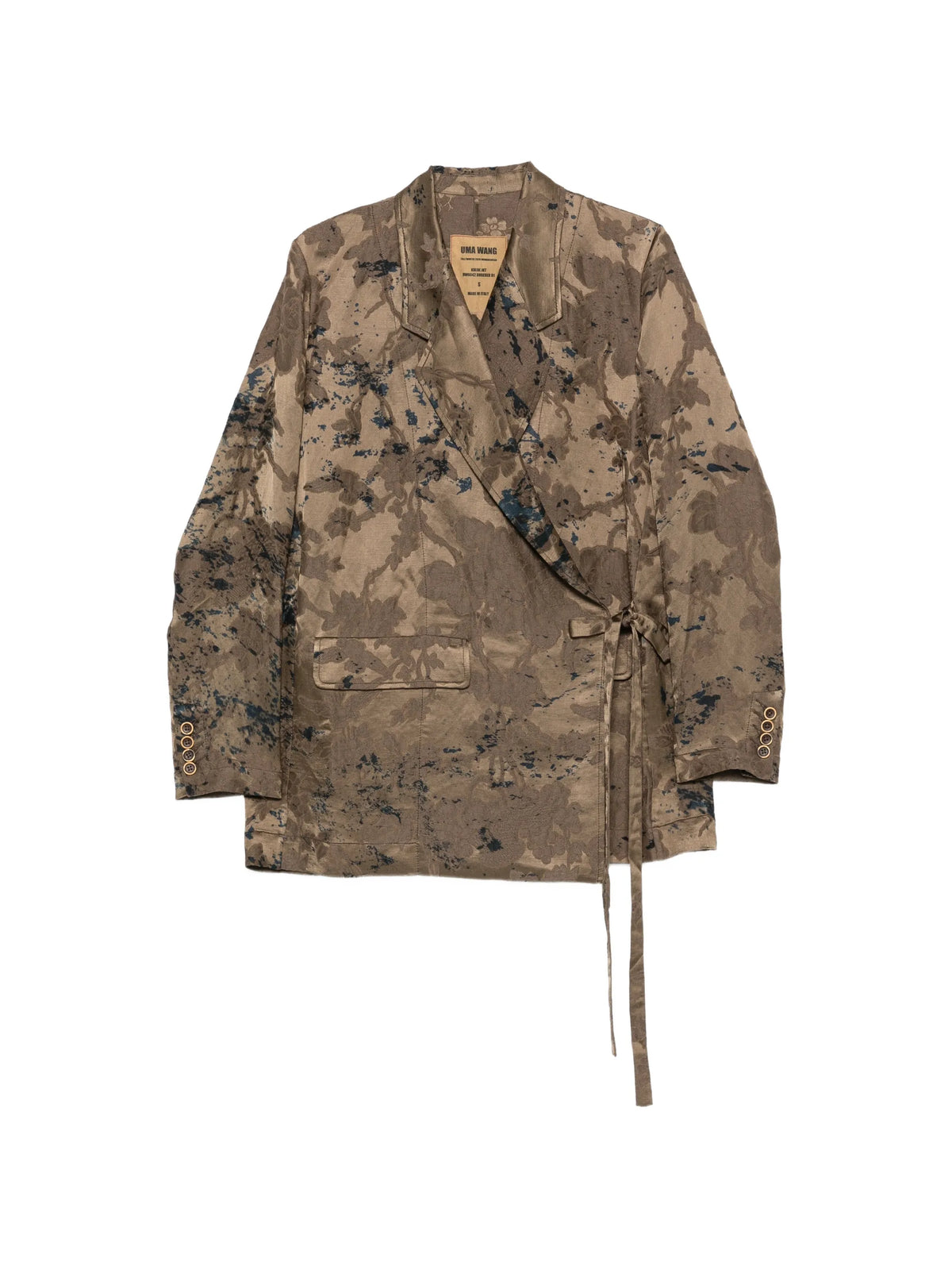 Uma Wang Khloe Print Linen Jacket | Brown Blue