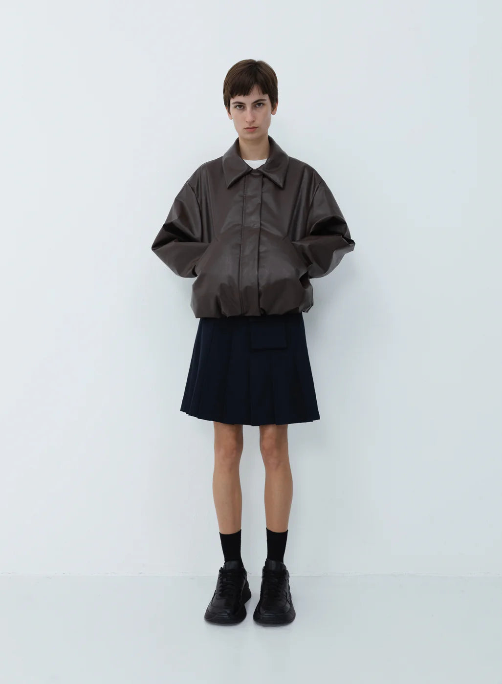 Kassl Editions Short Bomber Jacket Oil Dark Brown