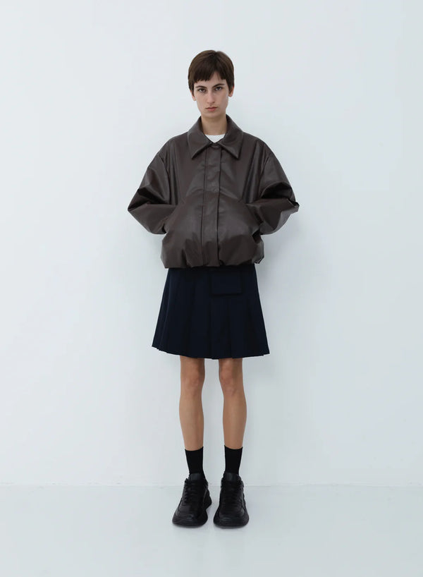Kassl Editions Short Bomber Jacket Oil Dark Brown