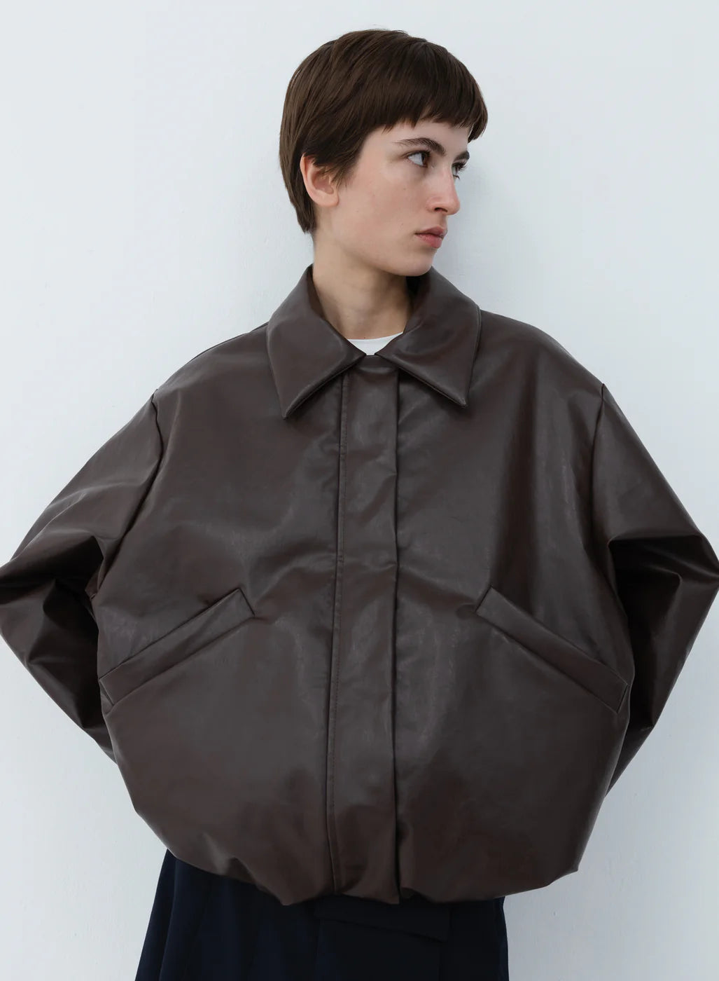 Kassl Editions Short Bomber Jacket Oil Dark Brown