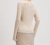 Uma Wang Off White Crew Frayed Sweater