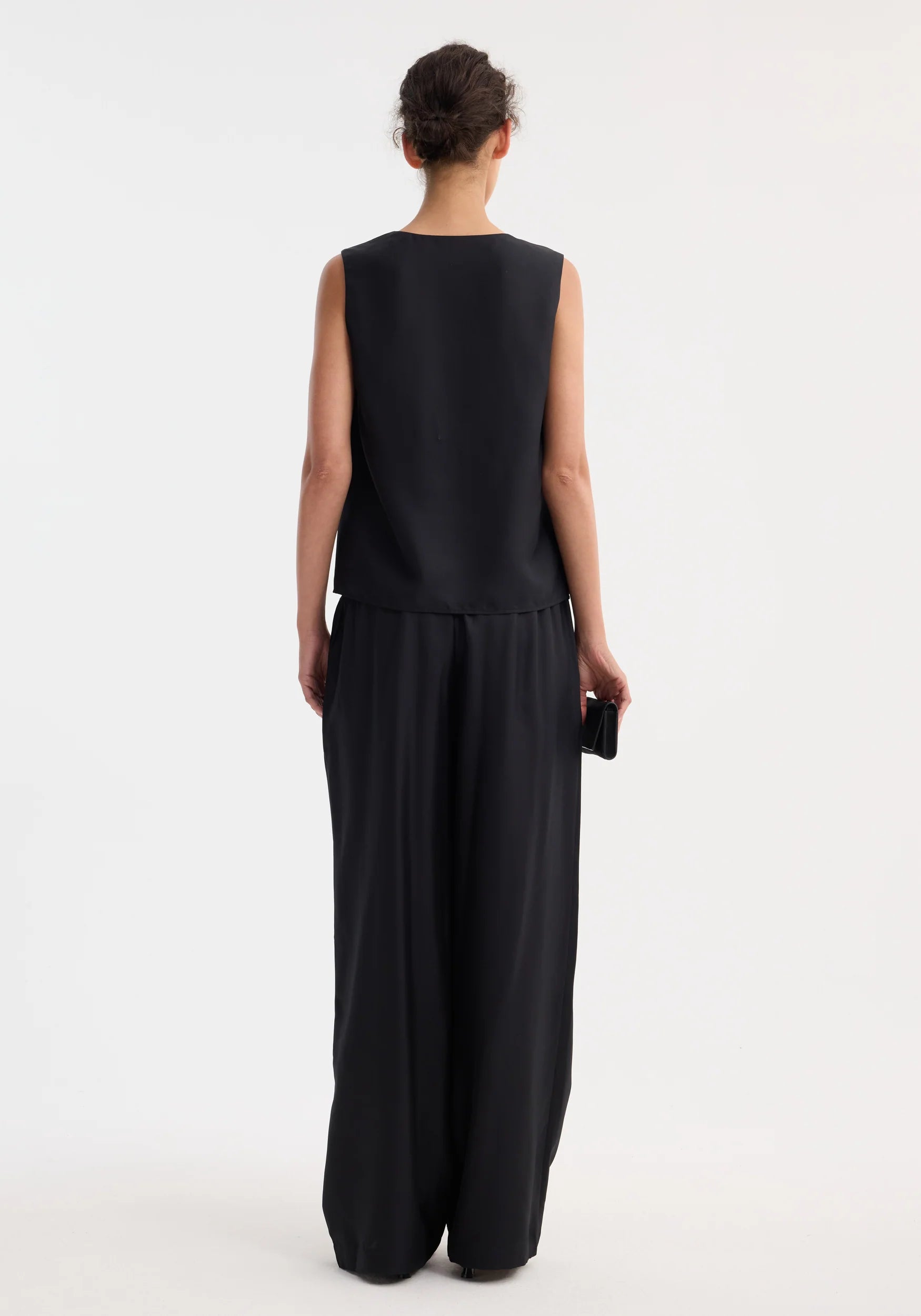 Róhe Wide Leg Silk Trousers | Black