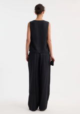 Róhe Wide Leg Silk Trousers | Black