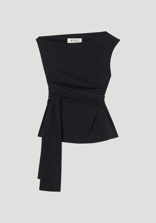 Róhe Off Shoulder Wrap Top Black