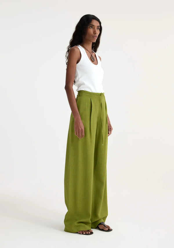 Róhe Relaxed Drawstring Trousers Garden Green