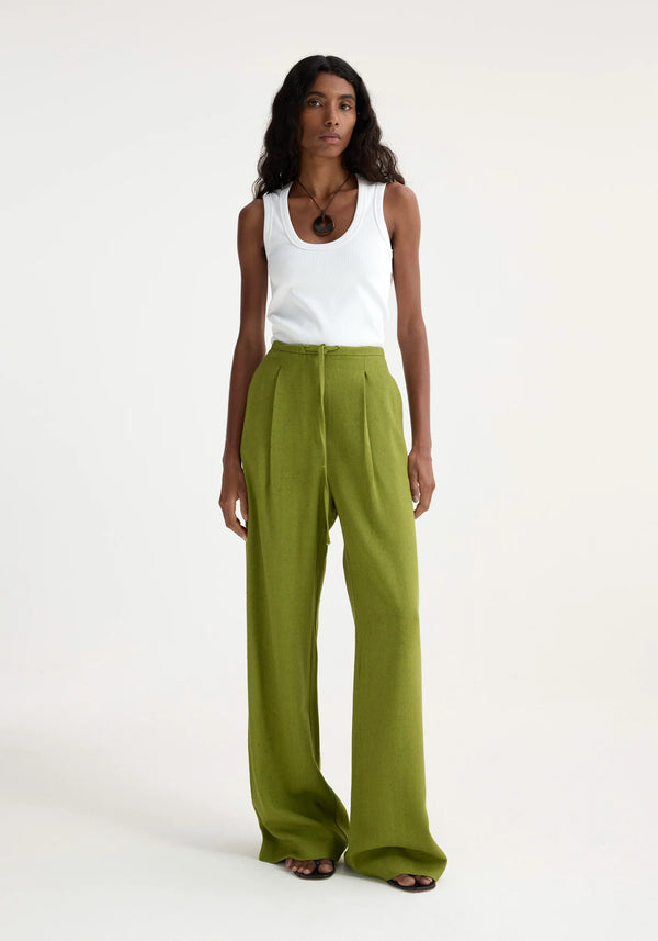 Róhe Relaxed Drawstring Trousers Garden Green