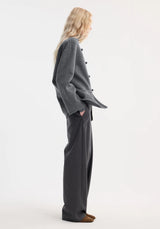 Róhe Mandarin Double-Faced Wool Jacket | Mid Grey Melange