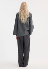 Róhe Mandarin Double-Faced Wool Jacket | Mid Grey Melange