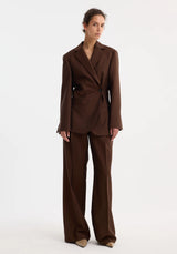 Róhe Dual Tone Piqué Overlap Suit Jacket | Mahogany