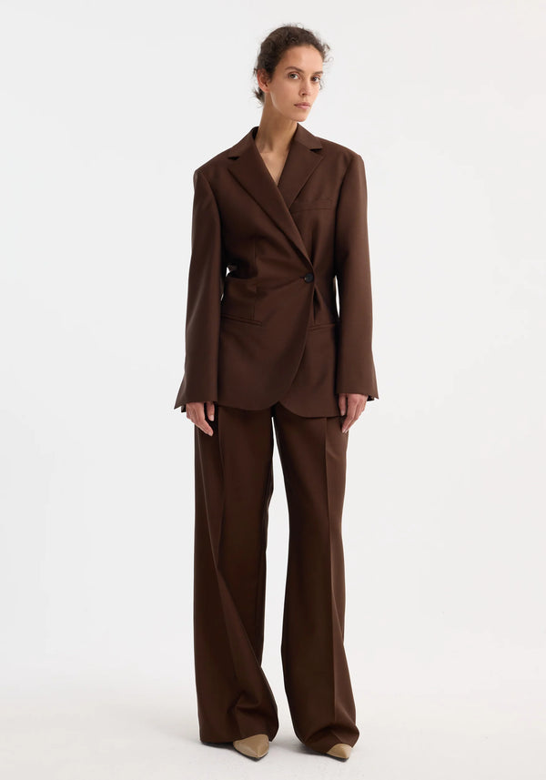 Róhe Dual Tone Piqué Overlap Suit Jacket | Mahogany