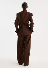 Róhe Dual Tone Piqué Overlap Suit Jacket | Mahogany