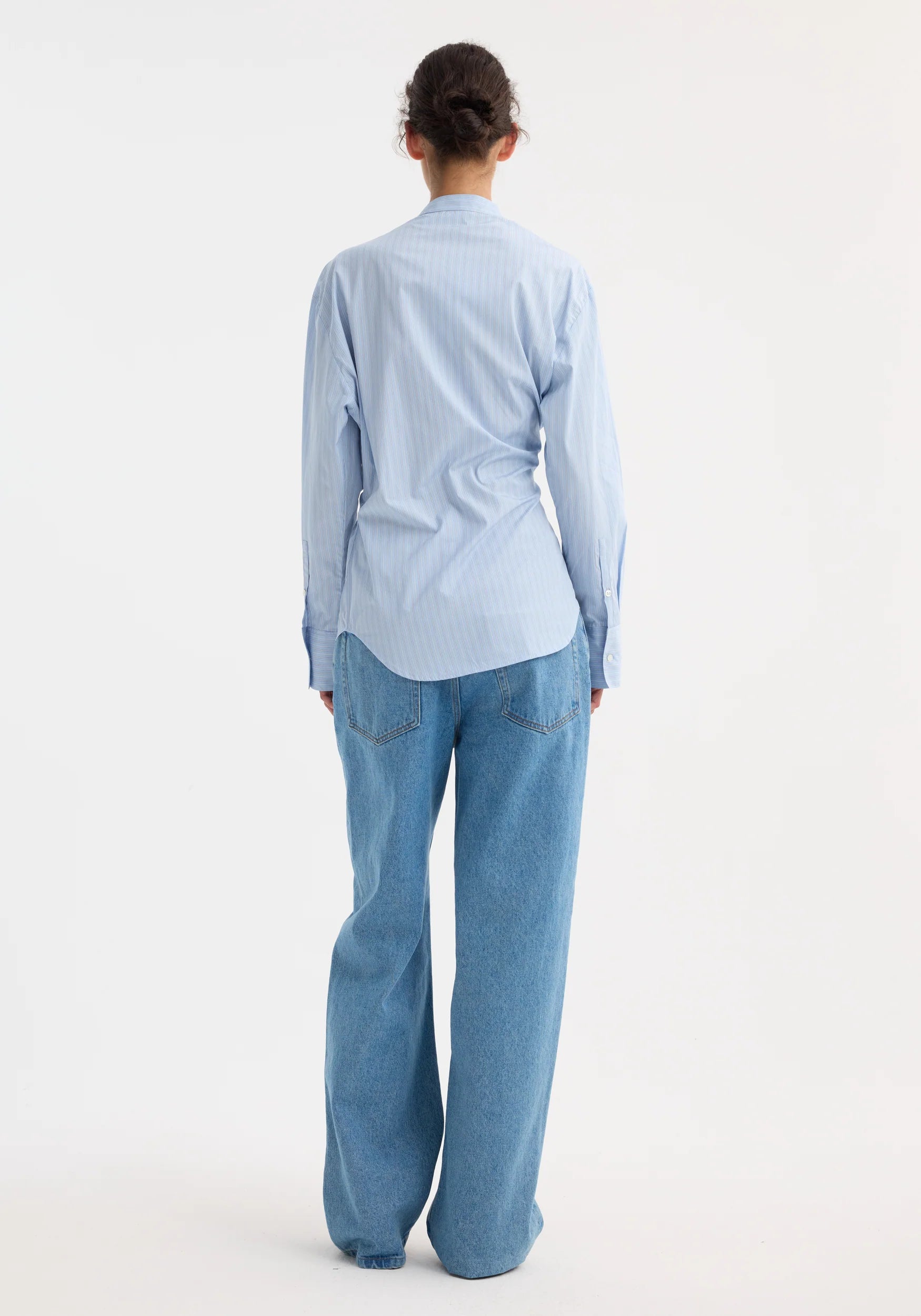 Róhe Overlap Striped Shirt | Blue Stripe