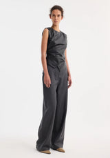 Róhe Sleeveless Draped Leather Top | Black
