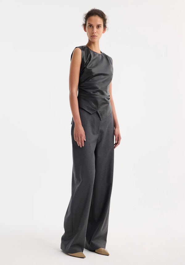 Róhe Sleeveless Draped Leather Top | Black