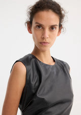 Róhe Sleeveless Draped Leather Top | Black