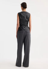 Róhe Sleeveless Draped Leather Top | Black