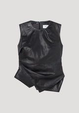 Róhe Sleeveless Draped Leather Top | Black