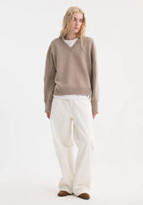 Róhe Sleeve Wrap Jumper | Taupe Melange