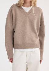 Róhe Sleeve Wrap Jumper | Taupe Melange
