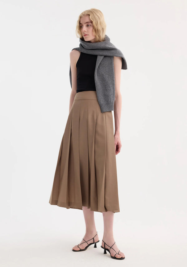 Róhe Plissé Wrap Skirt | Khaki