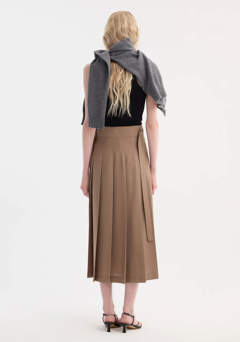 Róhe Plissé Wrap Skirt | Khaki
