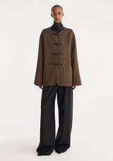 Róhe Mandarin Double-Faced Wool Jacket | Taupe
