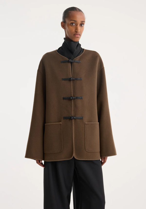 Róhe Mandarin Double-Faced Wool Jacket | Taupe