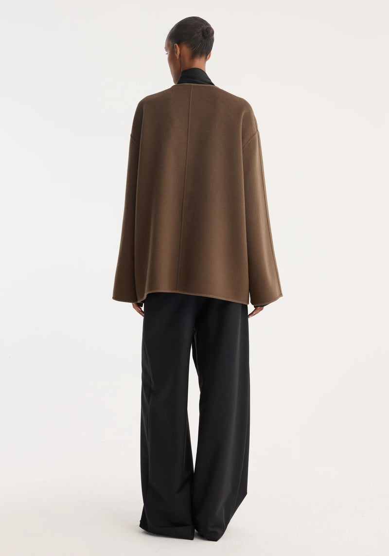 Róhe Mandarin Double-Faced Wool Jacket | Taupe