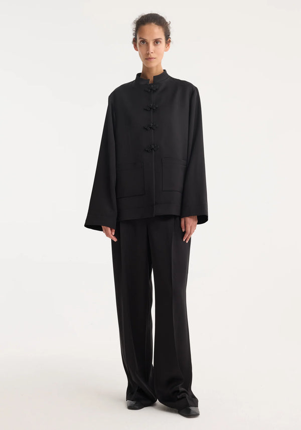 Róhe Mandarin Satin Jacket | Black