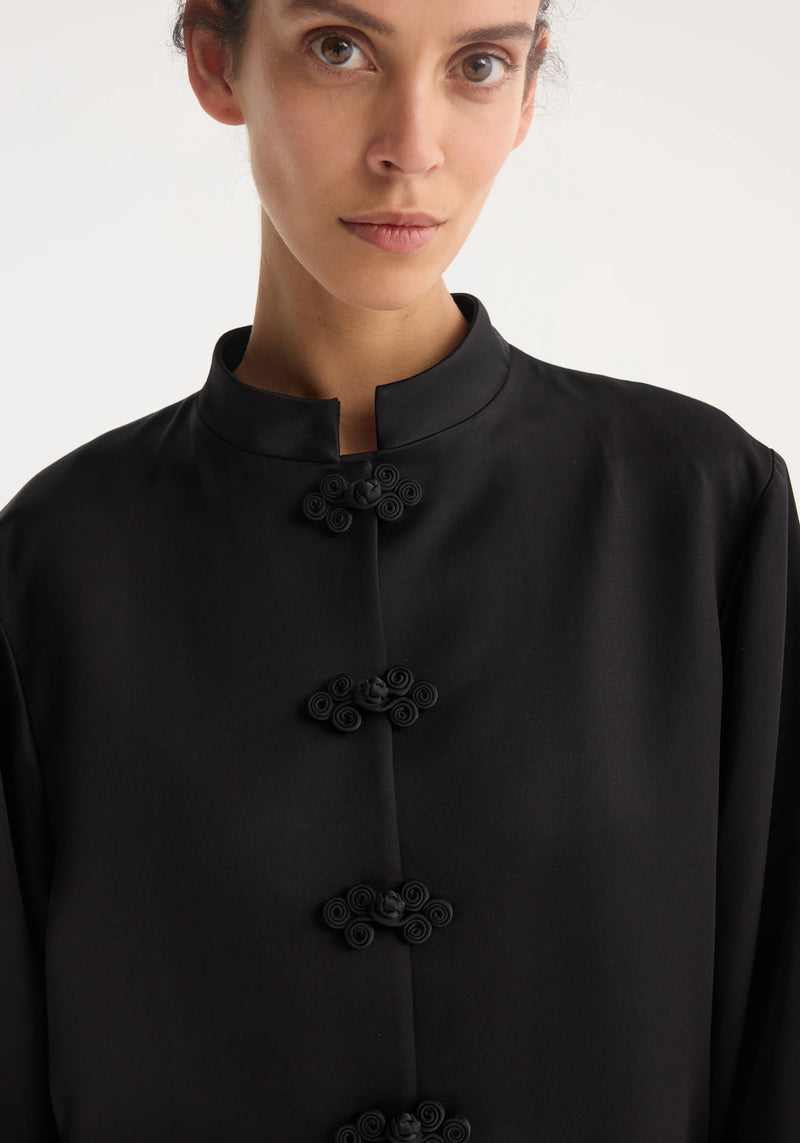 Róhe Mandarin Satin Jacket | Black