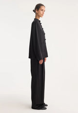 Róhe Mandarin Satin Jacket | Black