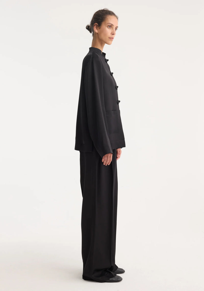 Róhe Mandarin Satin Jacket | Black