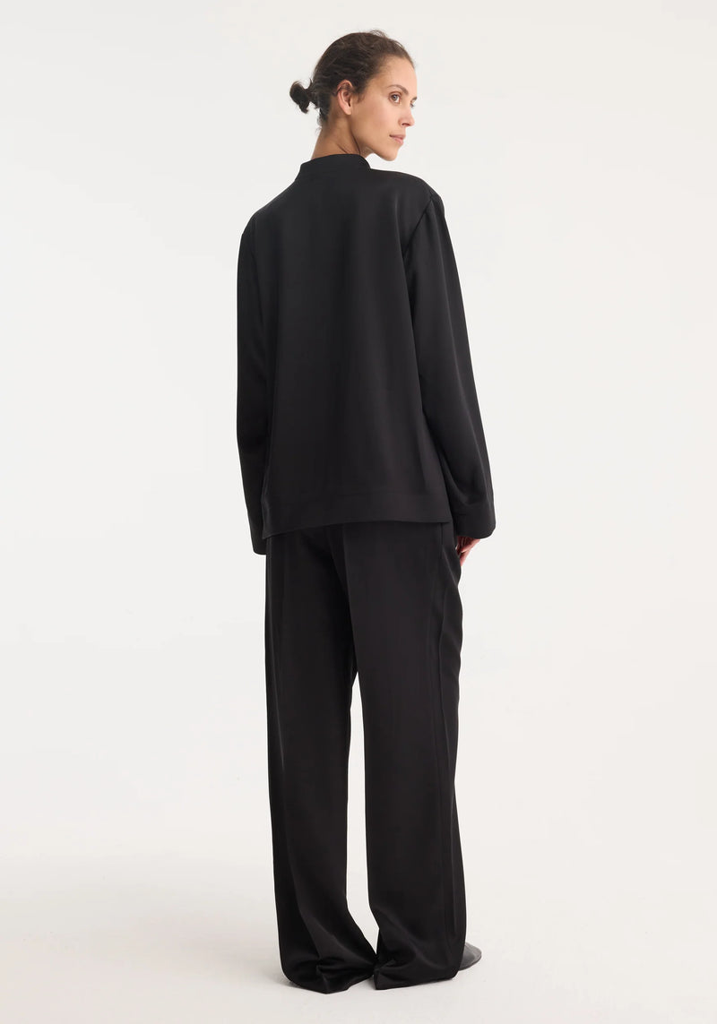 Róhe Mandarin Satin Jacket | Black