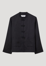 Róhe Mandarin Satin Jacket | Black