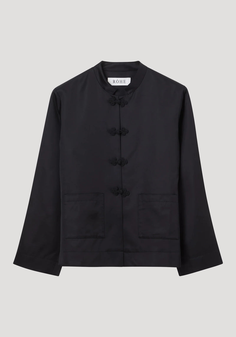 Róhe Mandarin Satin Jacket | Black