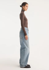 Róhe Fine Merino Jersey Turtleneck | Brown Melange