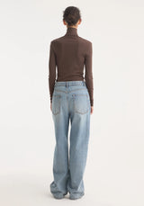Róhe Fine Merino Jersey Turtleneck | Brown Melange
