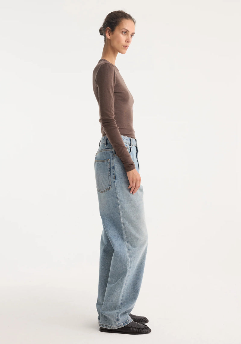 Róhe Fine Merino Jersey Long Sleeve Top | Brown Melange