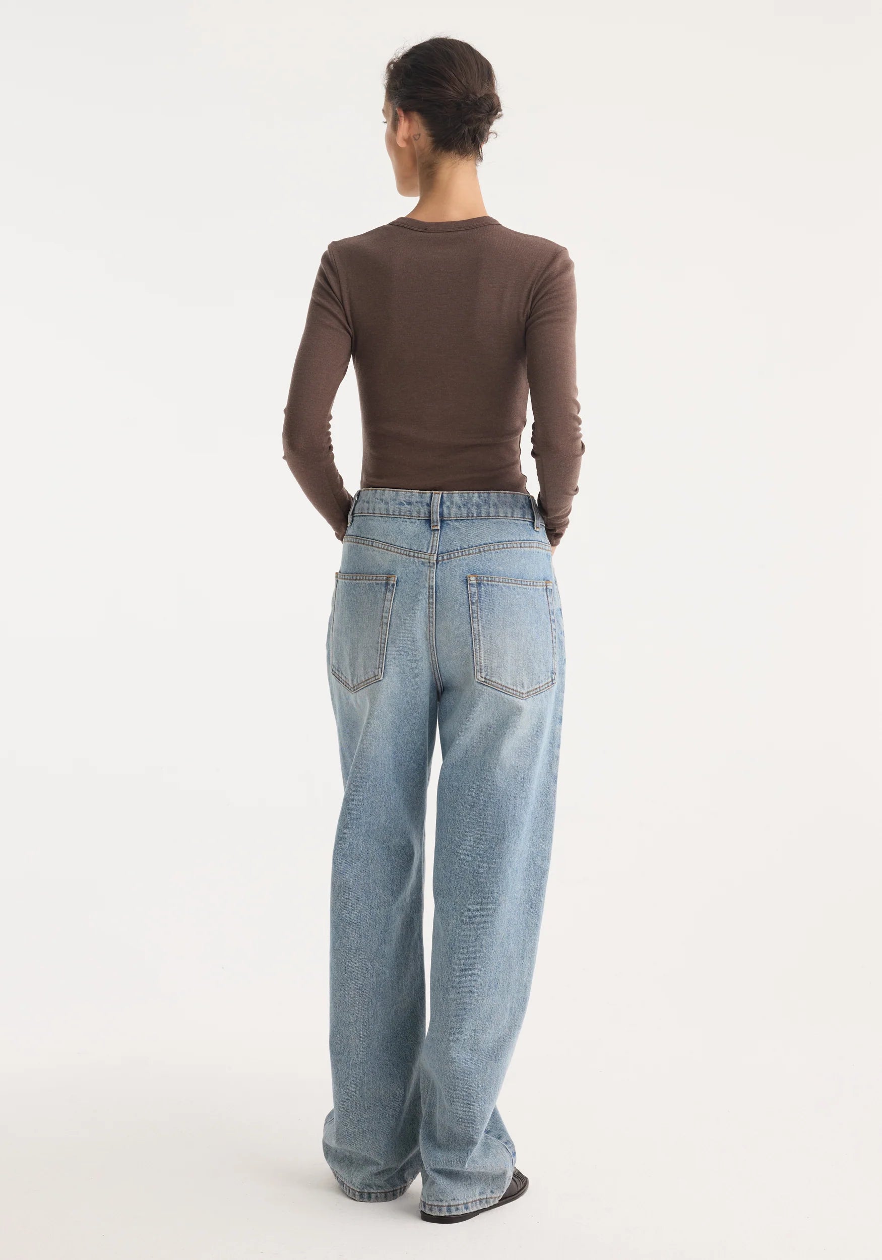 Róhe Fine Merino Jersey Long Sleeve Top | Brown Melange