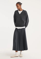 Róhe Pleated Wrap Skirt | Dark Grey Melange
